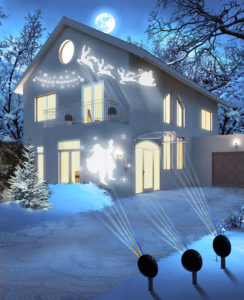 Projektor může promítat nejrůznější vánoční motivy.